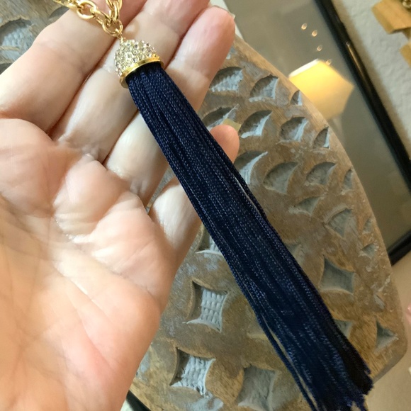 Lilly Pulitzer NECKLACE Midnight Tassel Crystal Pave BALL CHAIN NWT - Picture 7 of 16